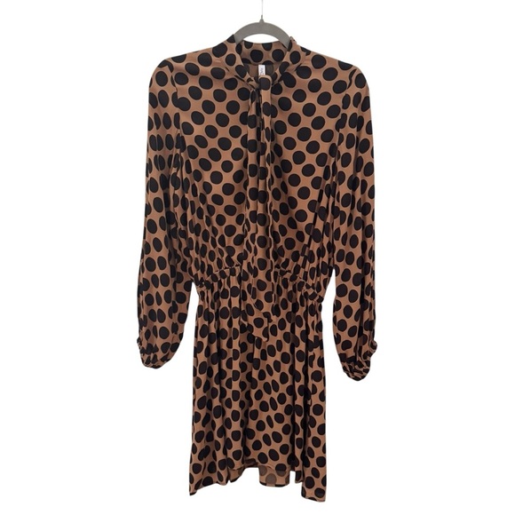 Rachel Pally Rayon Dana Dress Polka Dot Tan Black Size Medium - Picture 5 of 13